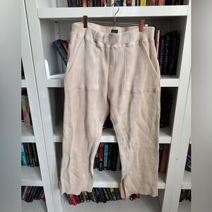 Urban outfitters ivory waffle knit thermal thick pull on lounge comfy pants